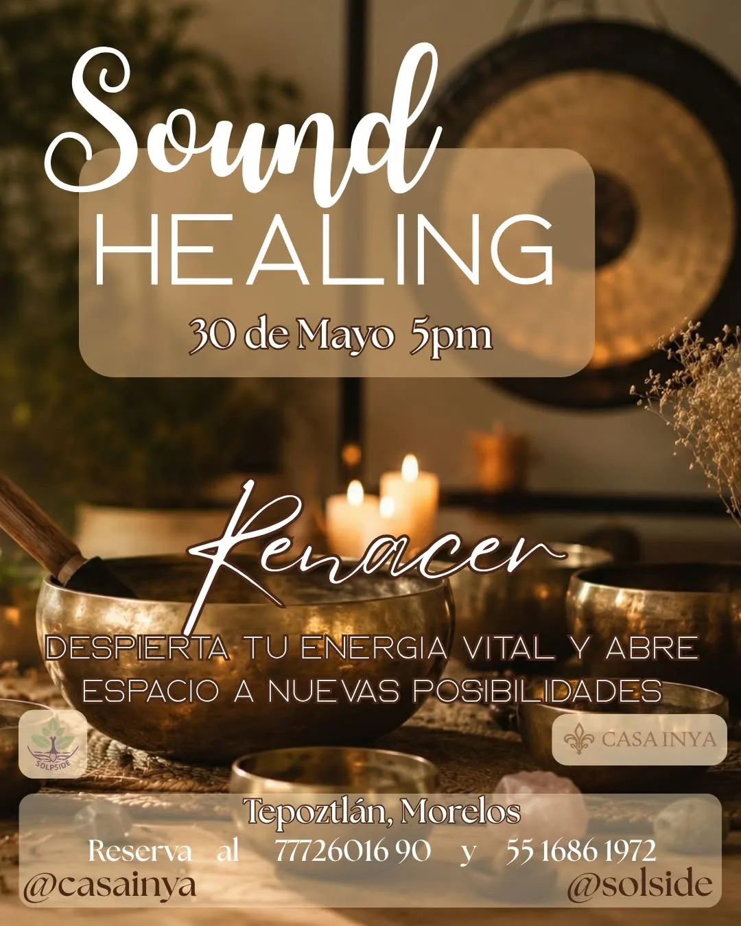 Cartel de Sound Healing en Casa Inya